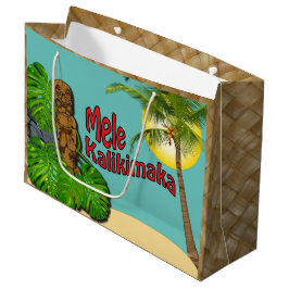 Sacola Para Presentes Grande Dia de Natal havaiano de Tiki Mele Kalikimaka