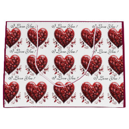 Sacola Para Presentes Grande Dia de os namorados Corações Vermelhos Eu Te Amo