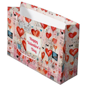 Sacola Para Presentes Grande Dia de os namorados de Padrão de Amor Imísico Cora