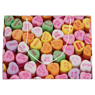 Sacola Para Presentes Grande Dia de os namorados Doces Corações Presentes Saco