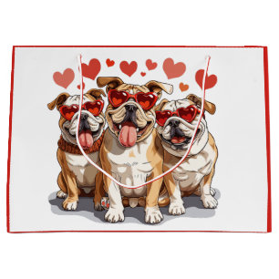 Sacola Para Presentes Grande Dia de os namorados English Bulldog