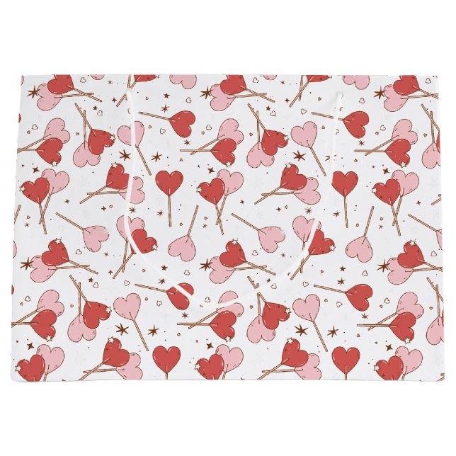 Sacola Para Presentes Grande Dia de os namorados Retro Love Pop (Frente)