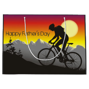 Sacola Para Presentes Grande Dia de os pais Feliz da Silhout Mountain Bike