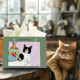 Sacola Para Presentes Grande Dia de os pais Tuxedo Cat