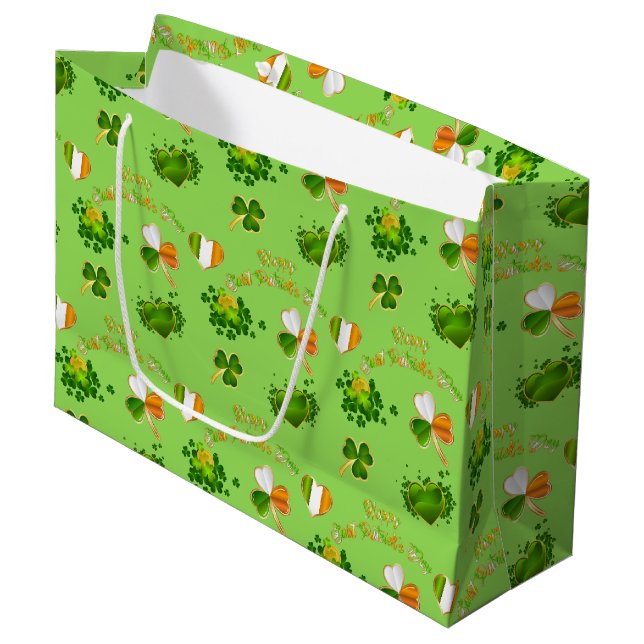 Sacola Para Presentes Grande Dia de São Patrício (Frente inclinada)