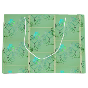 Sacola Para Presentes Grande Dia de São Patrício Shamrock Misty Green