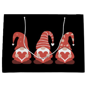 Sacola Para Presentes Grande Dia de São Valentim Três Gnomos Lindos Segurando C