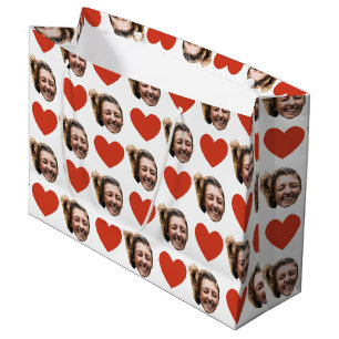 Sacola Para Presentes Grande Dia dos Namorados Cara Foto Personalizada Coração 