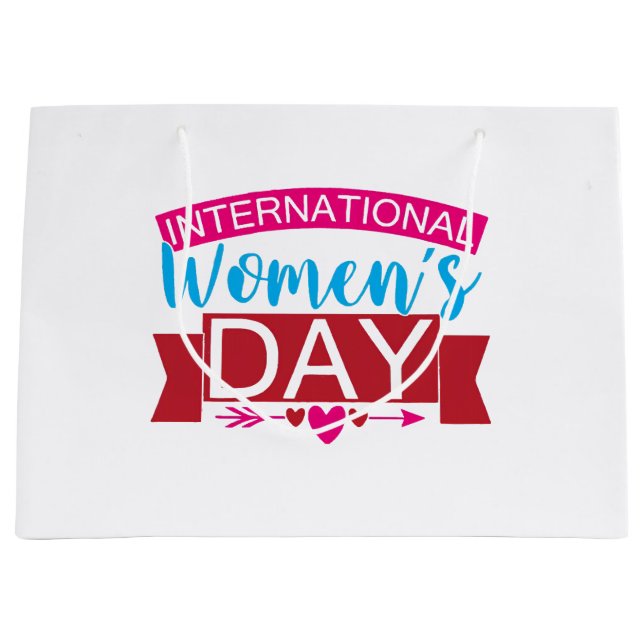 Sacola Para Presentes Grande Dia Internacional das Mulheres (Frente)