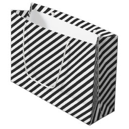 Sacola Para Presentes Grande Diagonal black and white stripes  pattern