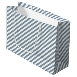 Sacola Para Presentes Grande Diagonal blue and white stripes pattern