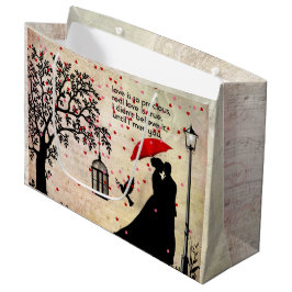 Sacola Para Presentes Grande Dias de os namorados elegantes de Beige e Poesia N