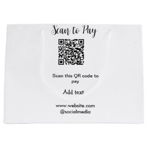 Sacola Para Presentes Grande Digitalizar para pagar código QR adicionar detalhe