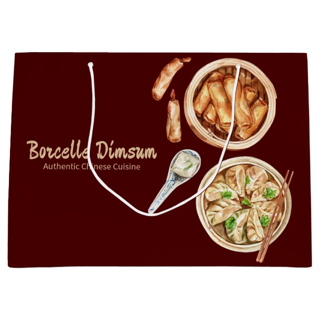Sacola Para Presentes Grande Dimsum Watercolor business (Frente)