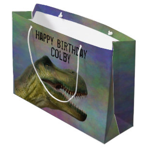 Sacola Para Presentes Grande Dinossauro Aniversário - Jurássico Tyrannosaurus