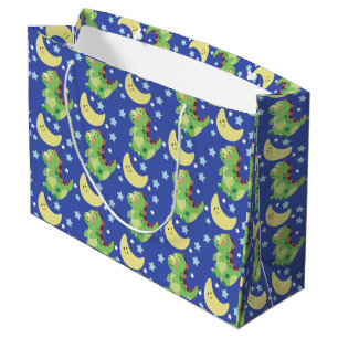 Sacola Para Presentes Grande Dinossauro Azul