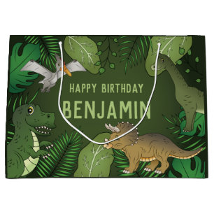 Sacola Para Presentes Grande Dinossauros de Desenho Animado Fofo Aniversário Fe