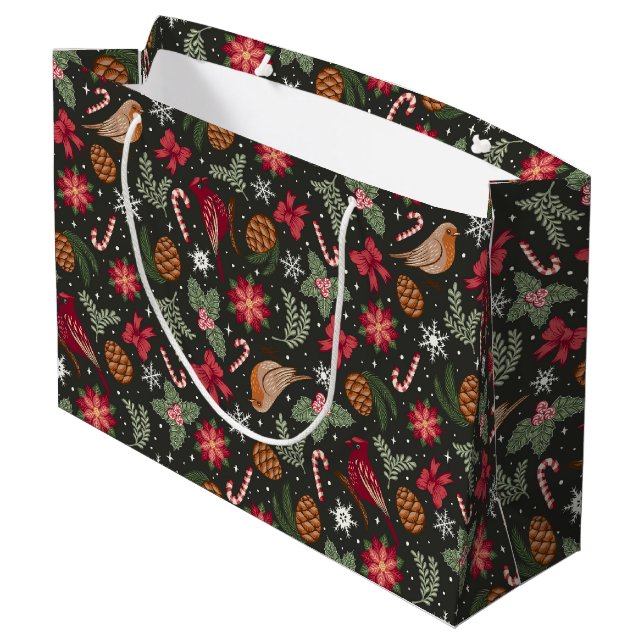 Sacola Para Presentes Grande Ditsy Natural Christmas Gift Bag (Verso inclinado)