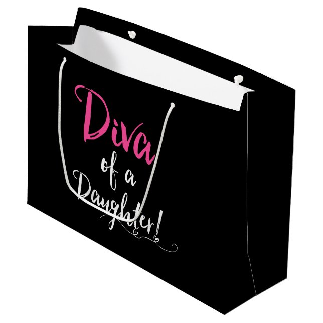 Sacola Para Presentes Grande "DIVA de uma Filha!" (Frente inclinada)
