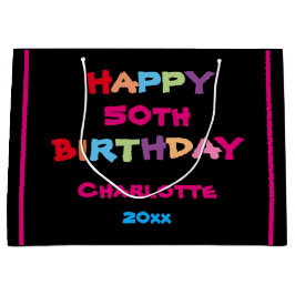 Sacola Para Presentes Grande Diversão Colorida Nome Personalizado Ano Data Feli