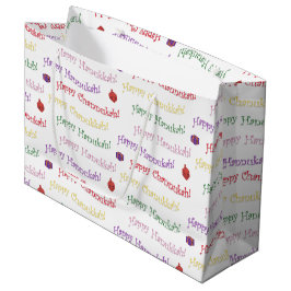 Sacola Para Presentes Grande Diversão Hannukah Patterned