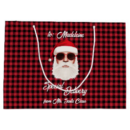 Sacola Para Presentes Grande Diversos Papais noeis especiais de entrega Xadrez 