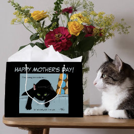 Sacola Para Presentes Grande Divertido Preto Fofo Melhor Mãe de Gato Dia das Mã