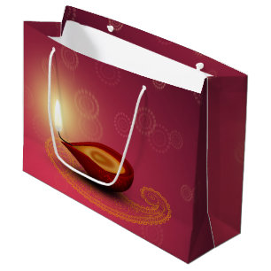 Sacola Para Presentes Grande Diwali feliz brilhante Diya - grande saco do