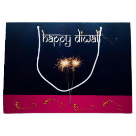 Sacola Para Presentes Grande Diwali Feliz e Espelhante - Saca de Presente Grand