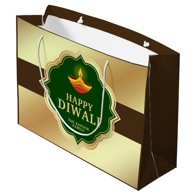 Sacola Para Presentes Grande Diwali Personalizado (Verso inclinado)