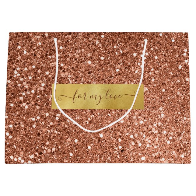 Sacola Para Presentes Grande Dizendo Personalizado De Bronze Castanho-Brilhante (Frente)