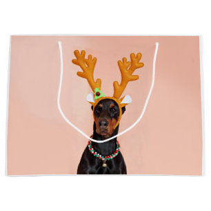 Sacola Para Presentes Grande Doberman com chifres de veado