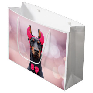 Sacola Para Presentes Grande Doberman no Diabo Costume