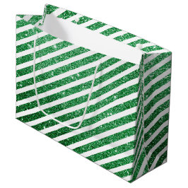 Sacola Para Presentes Grande Doce Bastão de Natal Brilhante Listras Verdes