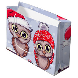 Sacola Para Presentes Grande Doce Coruja no Natal