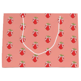Sacola Para Presentes Grande Doce Morango Rosa