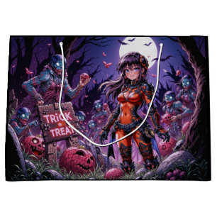 Sacola Para Presentes Grande Doce ou Travessura Zumbis do Halloween Distribuind