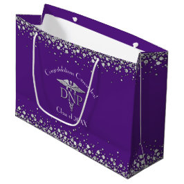 Sacola Para Presentes Grande Doctor Nursing Practice Graduation Purple Silver