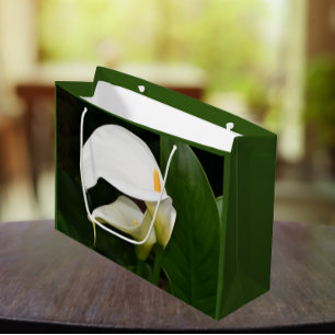 Sacola Para Presentes Grande Dois Lírios Calla Brancos Floral