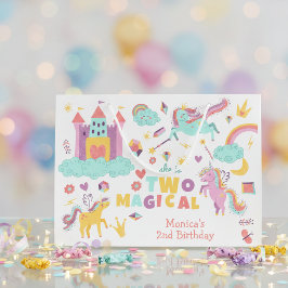 Sacola Para Presentes Grande Dois mágicos pastel do arco-íris, segundo aniversá