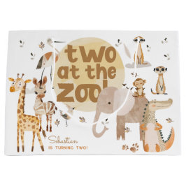 Sacola Para Presentes Grande Dois no aniversário de criança de zoo safari segun