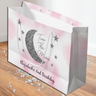 Sacola Para Presentes Grande Dois O segundo aniversário Da Lua Grande Saco De P