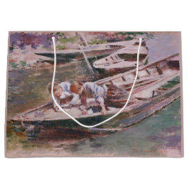 Sacola Para Presentes Grande Dois rapazes num barco (por Theodore Robinson)