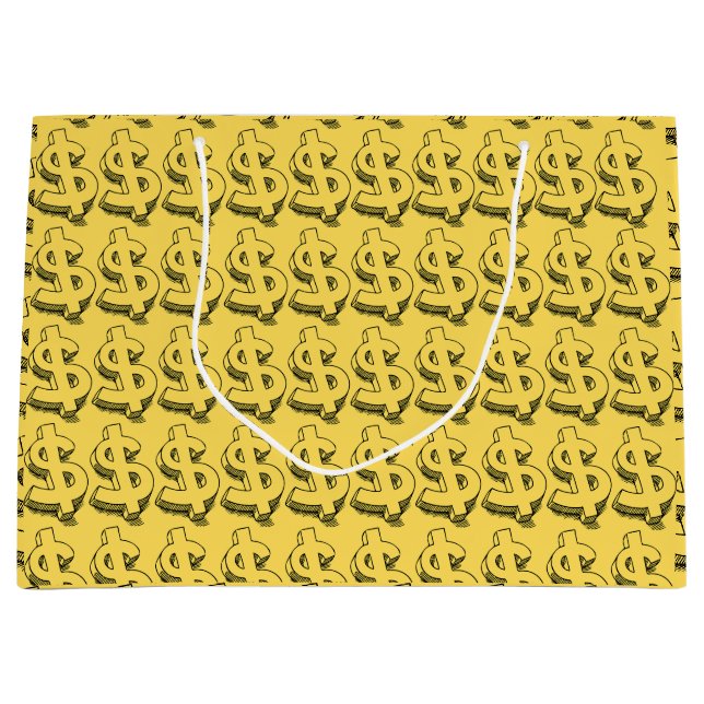 Sacola Para Presentes Grande dolar dourado (Frente)