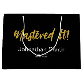 Sacola Para Presentes Grande Dominou! Preto Branco Dourado Nome do Graduado Ano