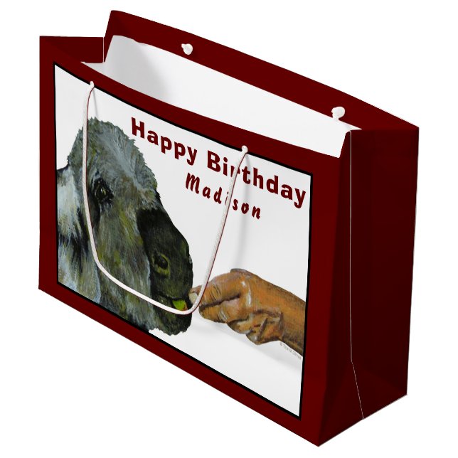 Sacola Para Presentes Grande Donkey comendo uma maçã grande para presentes (Frente inclinada)