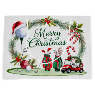 Sacola Para Presentes Grande Dons temáticos de golfe do Natal para golfista