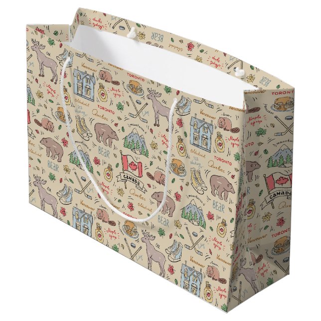 Sacola Para Presentes Grande Doodles Canadenses (Verso inclinado)