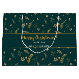 Sacola Para Presentes Grande Dourada Arca Verde Natal Legista Moderno