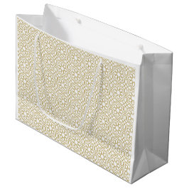 Sacola Para Presentes Grande Dourado Amarelo Geométrico Branco